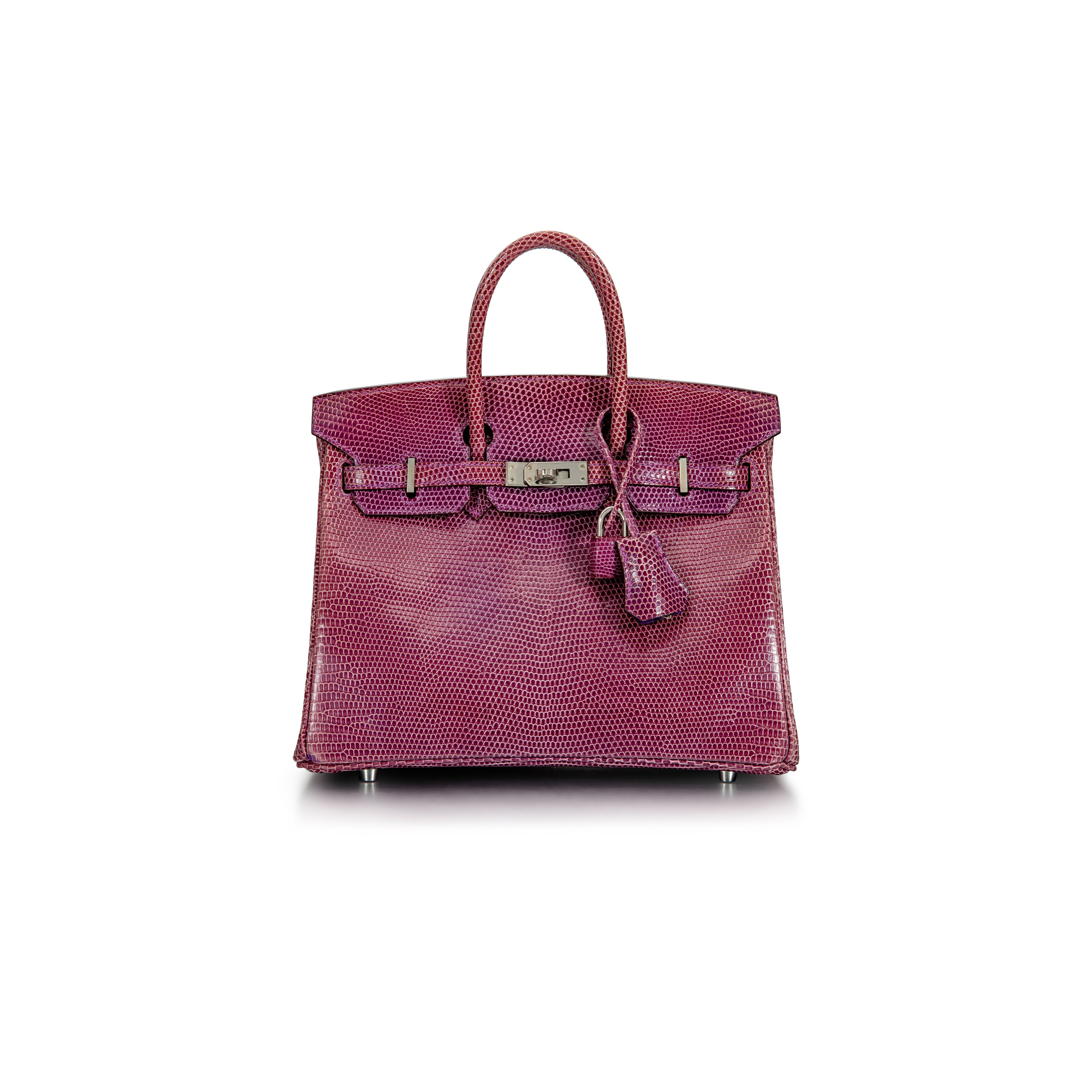 HERMÈS MASTER BIRKIN 30 LIZARD WINE RED SILVER BUCKLE H028352CA51 (30*22*16cm)